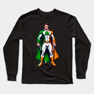 Irish Comic Book Superhero with Cape Long Sleeve T-Shirt